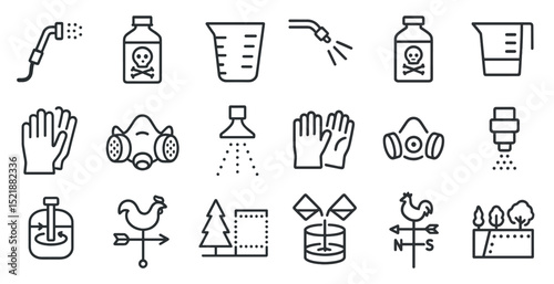 Industrial safety and hazard symbols for chemical handling and protection