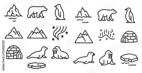 Arctic and antarctic animals and landscapes for nature design projects