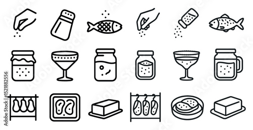 Culinary icons of food and seasoning for kitchen designs