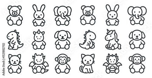 Cute animal outline icons for children's design projects and decor