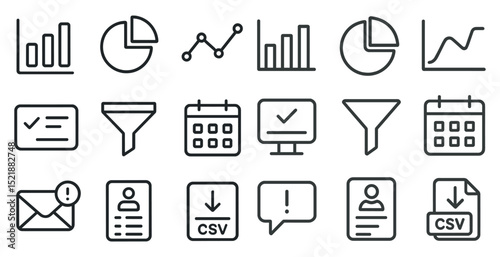 Business and data management icons for digital and print design