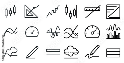 Finance and business icon set for data and analysis design projects