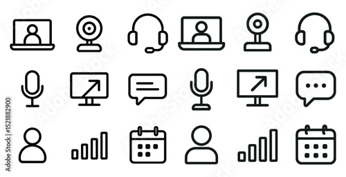 Essential online communication and data management icons for digital platforms