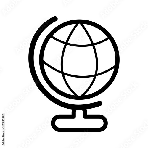 Icon of a Globe with a Stand Representing Global Themes for Education and Travel