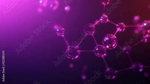 Molecular Nexus: An artistic representation of interconnected molecules, bathed in a mesmerizing violet and red gradient.