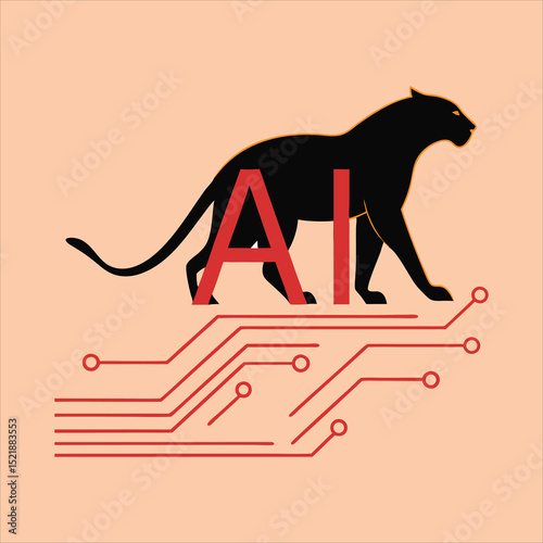 AI technology panther with futuristic design
