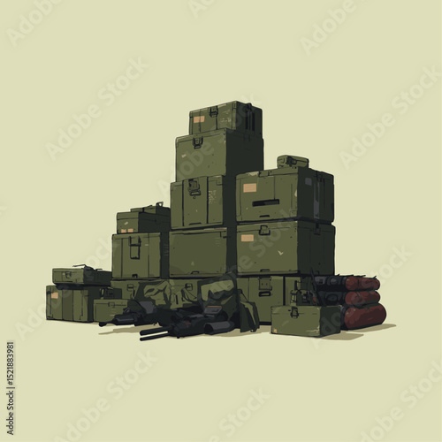 Armory of battleship flat vector design