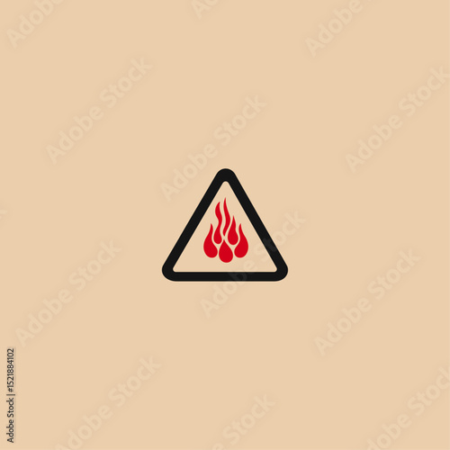 Fire warning icon flat vector design