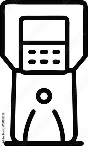 Line art silhouette of an automated teller machine dispensing cash vector icon