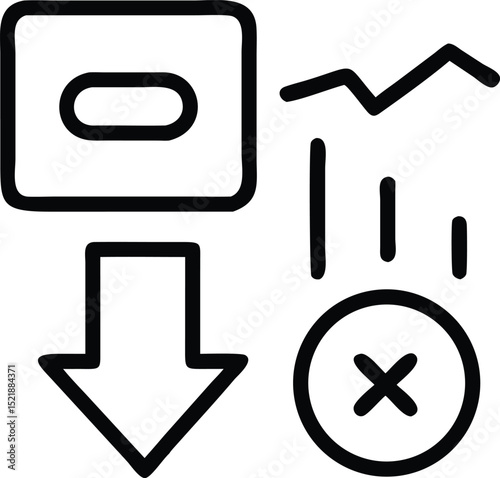 Minimal black silhouette icon representing negative stress calculations or evaluations
