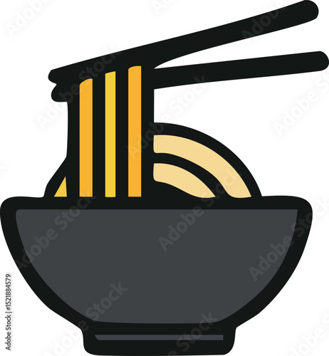 Icon of a Bowl of Asian Noodles with Chopsticks