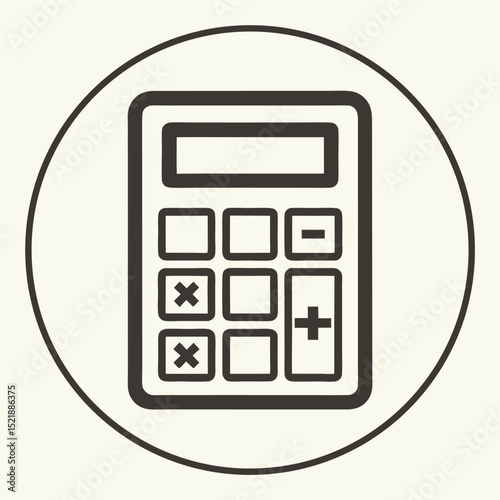 Minimalist calculator icon within a circle representing financial calculations and math