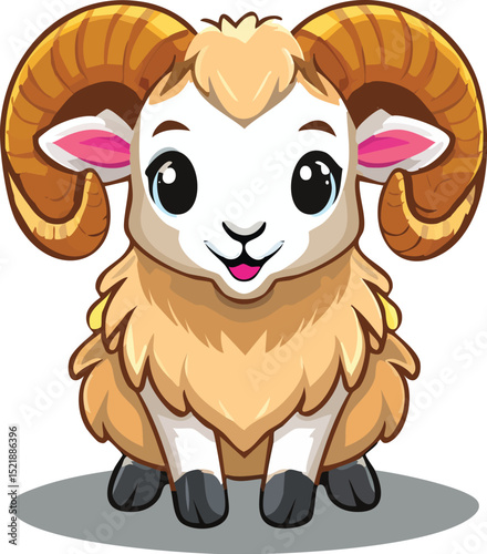 Cute Cartoon Ram Mascot