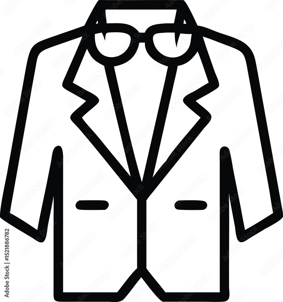 Minimalist icon featuring stylish glasses and blazer representing professional fashion Minimalist icon featuring stylish glasses and blazer representing professional fashion