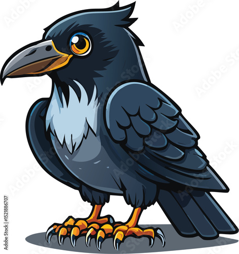 Cute Cartoon Raven or Crow Illustration