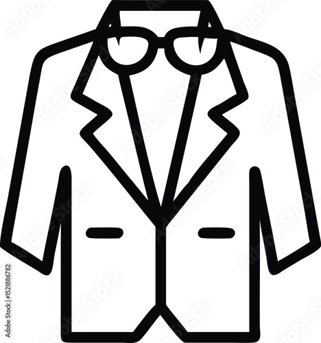 Minimalist icon featuring stylish glasses and blazer representing professional fashion