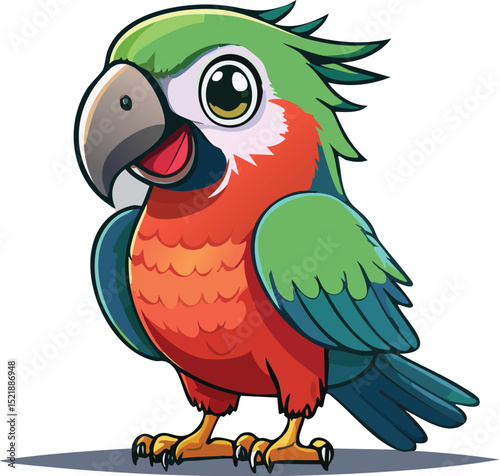 Kawaii Style Parrot Illustration