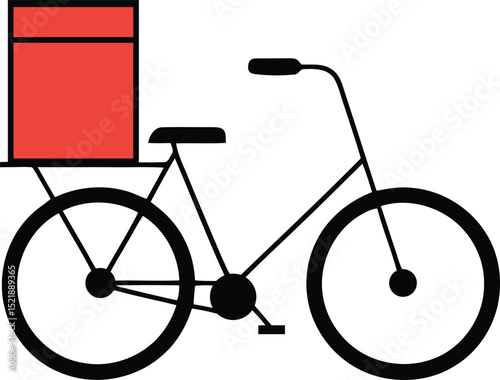 Delivery Bicycle with Box - Flat Vector Icon