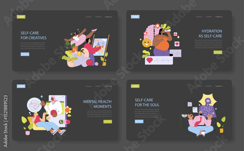 Self-Care and Mental Wellness Vector Illustrations Set