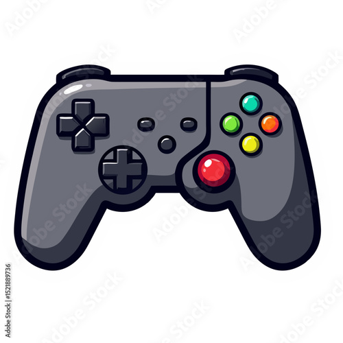 Video Game Controller: An Isolated Cartoon Gamepad Illustrates Play, with a White Background, for Gaming Concept
