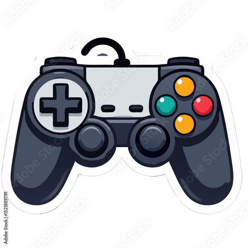 Joystick Controller Illustrates Gaming Isolated, emphasizing digital entertainment, for technology concept, with vector graphic style.