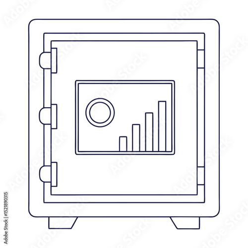 Secure financial data depicted inside of a safe deposit box icon