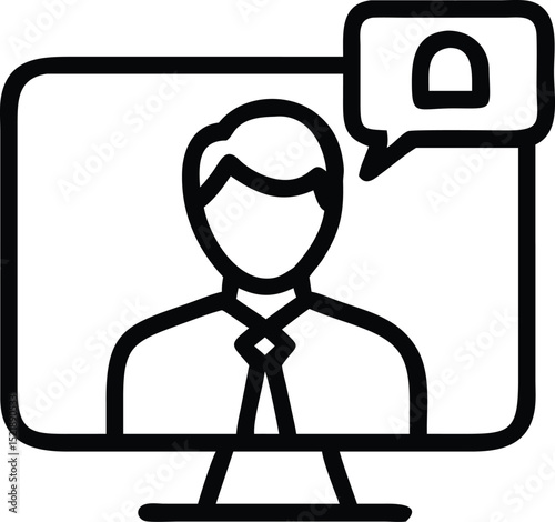 Silhouette design of an employee on a video call in business attire