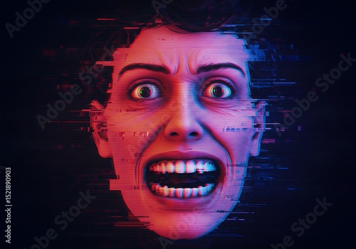 Woman in Digital Distortion Glitch