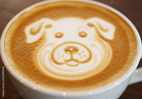 Latte Art with Dog Face Design