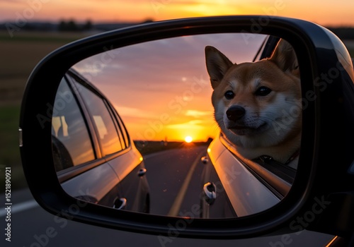 Dog Enjoying Sunset Drive