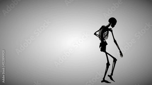 Skeleton silhouette dancing across screen