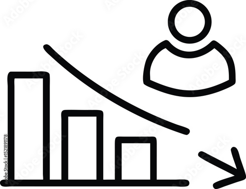 Simple black silhouette icon of worker layoff with falling concept