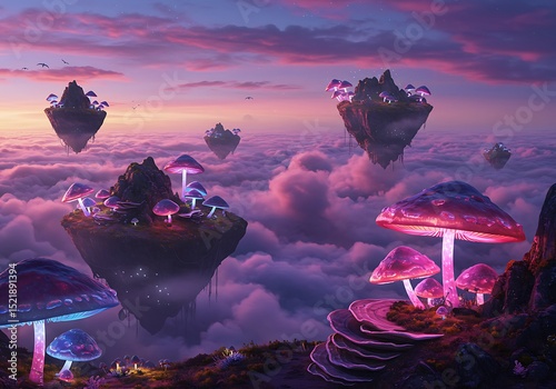 Glowing Mushroom Forest on Floating Islands