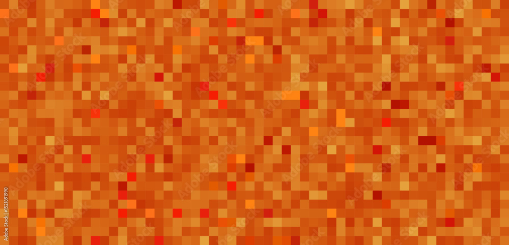 Pixelated lava texture in glowing 8-bit style. Seamless red-orange game background with hot magma look.