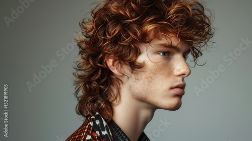 Auburn curly mullet full of bounce definition blending modern trends with classic rock elements