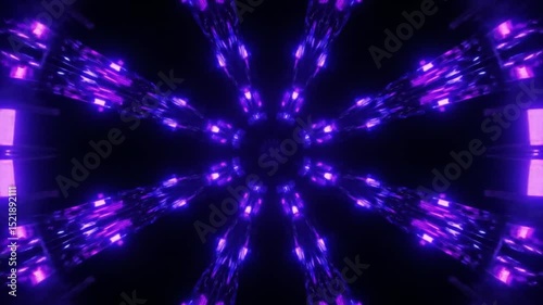 Abstract Purple Kaleidoscope Visuals Moving Seamlessly Through Geometric Shapes and Patterns