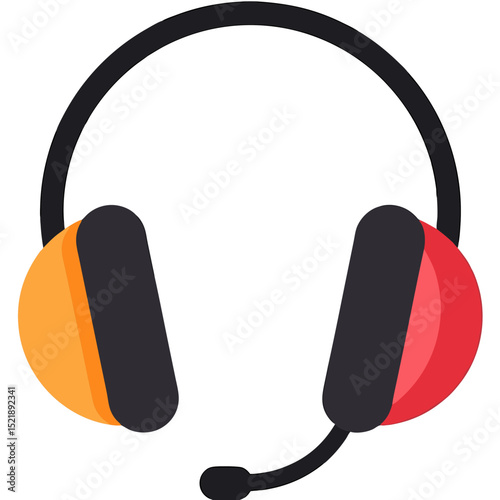 Headset Icon Illustrates Communication, Isolated on White Background, Depicting Customer Service, Call Center, and Technical Support with Copy Space