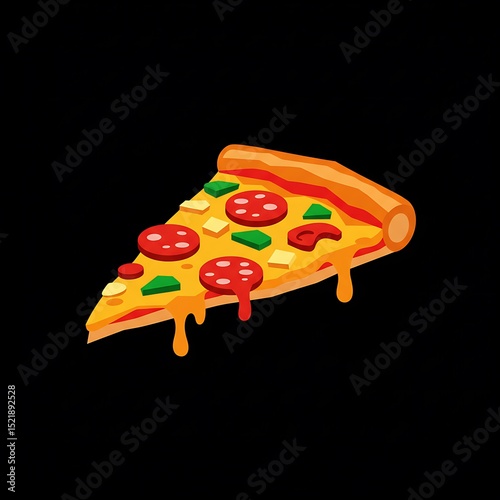 Melting Pepperoni Pizza Cartoon Slice
