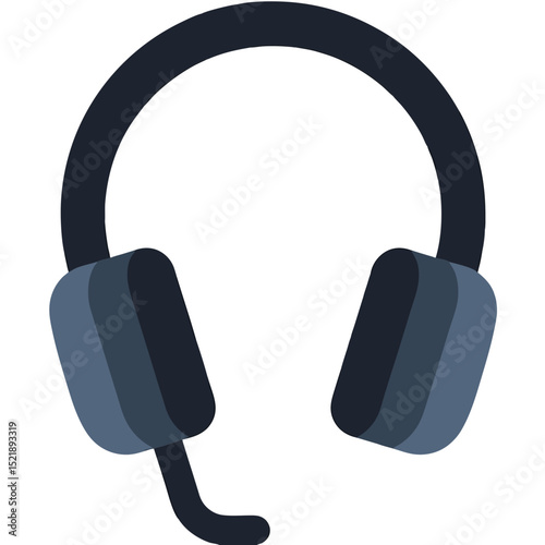 Headphones Icon Represents Communication, Isolated on White Background, Ideal for Customer Service Concepts, with Copy Space, Vector Illustration.
