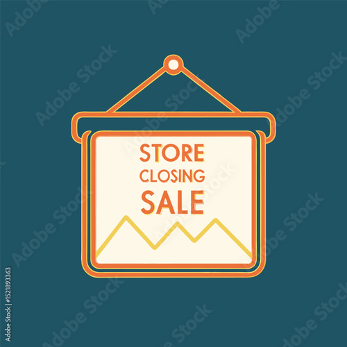 Store closing sale announcement sign with a modern retro aesthetic