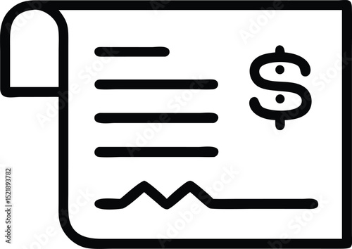 Thin line vector silhouette of a reduced salary payslip icon for business concepts