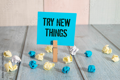 Try new things symbol. Concept words Try new things on beautiful white paper