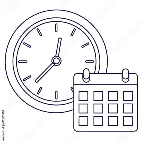 Time management and planning illustrated with clock and calendar outline