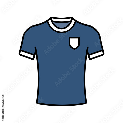 Blue sports jersey with white trim and pocket design  