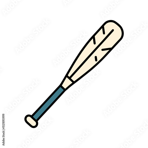 Baseball bat with a blue handle in a flat design style - Concept of Major League Baseball - Equipment Essentials  