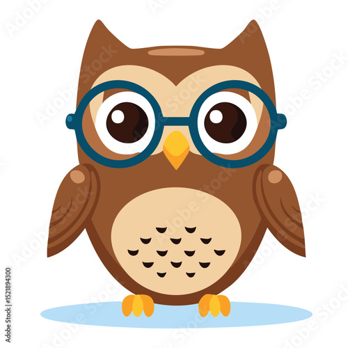 A wise owl with glasses, symbolizing intelligence and knowledge. It's an icon for education.