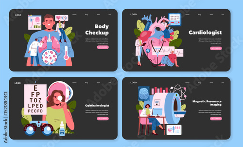 Medical Services Vector Illustration Set with Healthcare Scenes