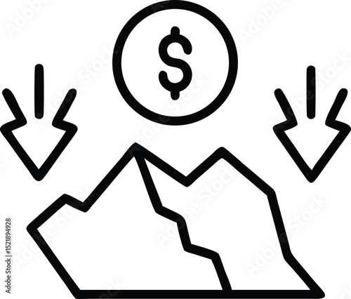 Abstract economic collapse silhouette design illustrating financial crisis and recession.
