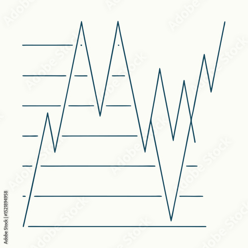 Abstract line chart illustrating growth and volatility with horizontal markers
