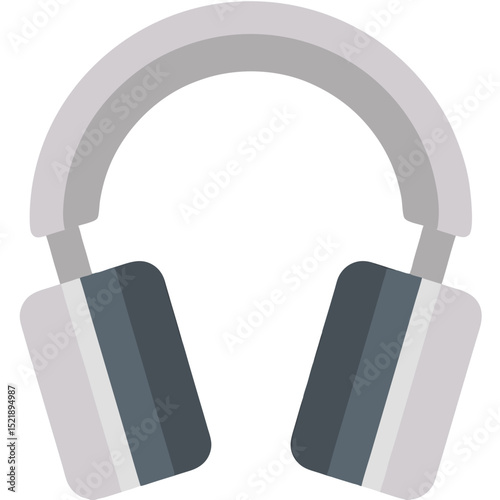 Headphones Illustration for Audio Enjoyment: Listening with Style, Isolated on White, Flat Vector Icon, Entertainment Concept, with copy space